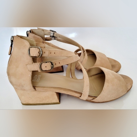 Eileen Fisher Kyra Women's Sandals Tumbled Nubuck Tan/Latte All Leather US 9 - Picture 15 of 16